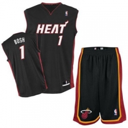 Miami Heat 1 Chris Bosh Black Revolution 30 Swingman Jersey & Shorts Suit