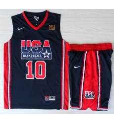 USA Basketball 1992 Olympic Dream Team Blue Jerseys & Shorts Suits 10# Clyde Drexler