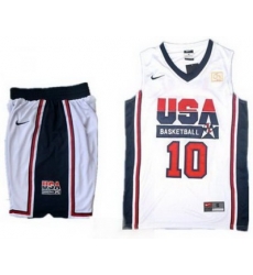 USA Basketball Retro 1992 Olympic Dream Team White Jersey & Shorts Suit #10 Kobe Bryant