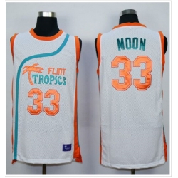 Flint Tropics #33 Jackie Moon White Semi-Pro Movie Stitched Basketball Jersey