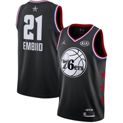 76ers #21 Joel Embiid Black Basketball Jordan Swingman 2019 All Star Game Jersey