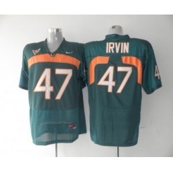 Hurricanes #47 Michael Irvin Green Embroidered NCAA Jerseys