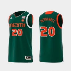 Men Miami Hurricanes Dewan Hernandez Green Replica College Basketball Jersey