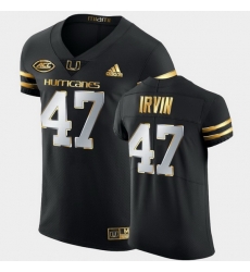 Men Miami Hurricanes Michael Irvin Golden Edition Black Authentic Jersey