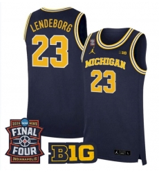 Men Michigan Wolverines Yaxel Lendeborg #23 Jordan Stitched Blue Jersey Men Michigan Wolverines Yaxel Lendeborg #23 Jordan Stitched Blue Jersey