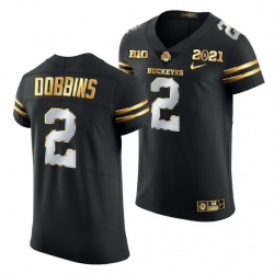 Ohio State Buckeyes J.K. Dobbins Black 2021 College Football Playoff Championship Golden Authentic Jersey