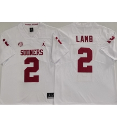 Men Oklahoma Sooners White #2 CeeDee Lamb White Stitched NCAA Jersey