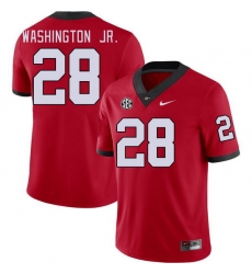 Men #28 Marcus Washington Jr. Georgia Bulldogs College Football Jerseys Stitched-Red