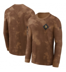 Men Minnesota Vikings Brown 2023 Salute To Service Long Sleeve T Shirt