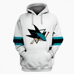 Men San Jose Sharks White All Stitched Hooded Sweatshirt