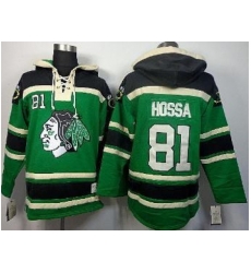 Chicago Blackhawks 81 Marian Hossa Green Lace-Up Hoodies