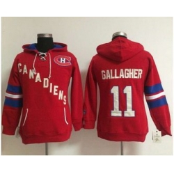 Women Montreal Canadiens 11 Brendan Gallagher Red Old Time Heidi NHL Hoodie