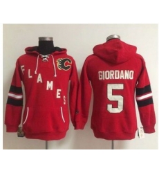 Women Calgary Flames 5 Mark Giordano Red Old Time Heidi NHL Hoodie