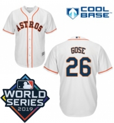 Mens Majestic Houston Astros 26 Anthony Gose Replica White Home Cool Base Sitched 2019 World Series Patch jersey