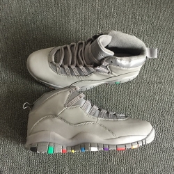 Men Air Jordan 10 New Retro Shoes Rainbow Grey