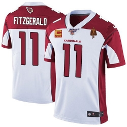 Men Arizona Cardinals 11 Larry Fitzgerald White With C Patch 26 Walter Payton Patch Limited Stitched Jersey