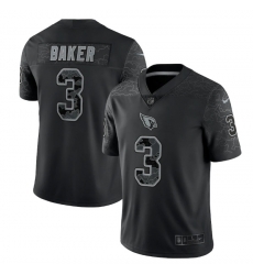 Men Arizona Cardinals 3 Budda Baker Black Reflective Limited Stitched Football Jersey