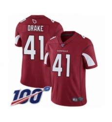 Men Arizona Cardinals #41 Kenyan Drake Red Team Color Vapor Untouchable Limited Player 100th Season Football Jersey