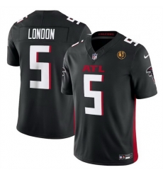 Men Atlanta Falcons 5 Drake London Black 2023 F U S E  With John Madden Patch Vapor Limited Stitched Football Jersey