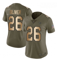 Falcons #26 Isaiah Oliver Olive Gold Women Stitched Football Limited 2017 Salute to Service Jersey