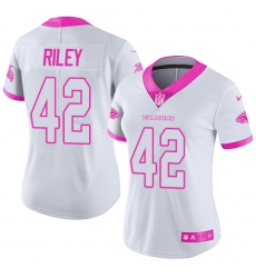 Nike Falcons #42 Duke Riley White Pink Womens Stitched NFL Limited Rush Fashion Jersey