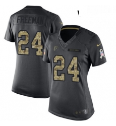 Womens Nike Atlanta Falcons 24 Devonta Freeman Limited Black 2016 Salute to Service NFL Jersey