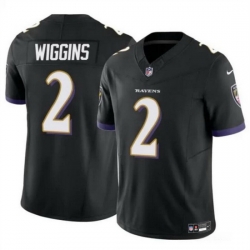 Men Baltimore Ravens 2 Nate Wiggins Black 2024 Draft F U S E Vapor Limited Football Jersey