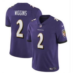 Men Baltimore Ravens 2 Nate Wiggins Purple 2024 Draft Vapor Limited Football Jersey