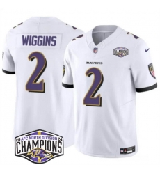 Men Baltimore Ravens 2 Nate Wiggins White F U S E 2024 AFC North Division Champions Vapor Limited Football Jersey