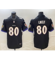 Men Baltimore Ravens 80 Isaiah Likely Black Vapor Limited Football Jersey