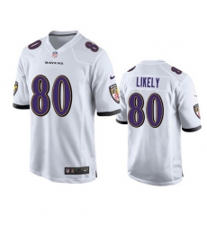 Men Baltimore Ravens 80 Isaiah Likely White Game Jersey