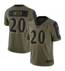 Men's Baltimore Ravens Ed Reed Nike Olive 2021 Salute To Service Retired Player Limited Jersey