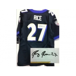 Nike Baltimore Ravens 27 Ray Rice Black Elite Signed NFL Jersey