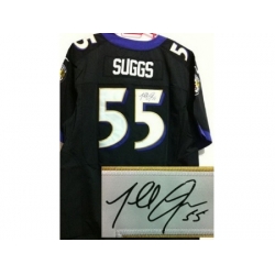 Nike Baltimore Ravens 55 Terrell Suggs Black Elite Signed NFL Jersey