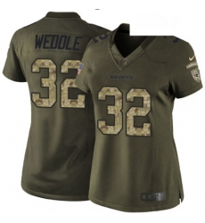 Womens Nike Baltimore Ravens 32 Eric Weddle Elite Green Salute to Service NFL Jersey