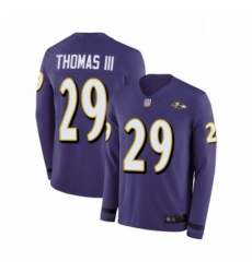 Youth Baltimore Ravens 29 Earl Thomas III Limited Purple Therma Long Sleeve Football Jersey