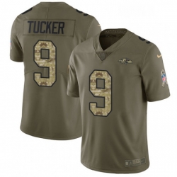 Youth Nike Baltimore Ravens 9 Justin Tucker Limited OliveCamo Salute to Service NFL Jersey