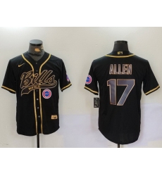 Men Buffalo Bills 17 Josh Allen Black Cool Base Stitched Baseball Jersey 2