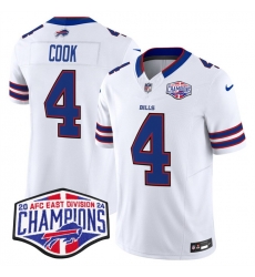 Men Buffalo Bills 4 James Cook White F U S E  2024 AFC East Division Champions Vapor Limited Stitched Football Jersey