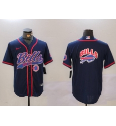 Men Buffalo Bills big logo Navy Team Cool Base Stitched Baseball Jersey 1