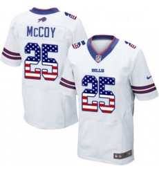 Mens Nike Buffalo Bills 25 LeSean McCoy Elite White Road USA Flag Fashion NFL Jersey