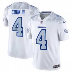 Women Buffalo Bills 4 James Cook III White 2025 F U S E Rivalries Vapor Untouchable Stitched Football Jersey