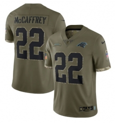 Men Carolina Panthers 22 Christian McCaffrey Olive 2022 Salute To Service Limited Stitched Jersey