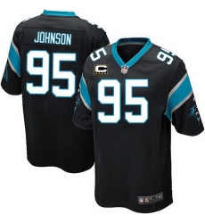 Nike Panthers #95 Charles Johnson Black Team Color Mens Stitched NFL Elite Jersey