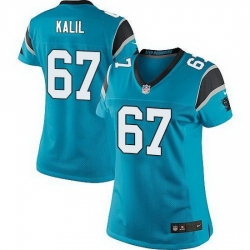 Nike Panthers #67 Ryan Kalil Blue Alternate Womens Stitched NFL Elite Jersey