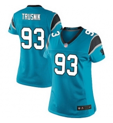 Nike Panthers #93 Jason Trusnik Blue Team Color Women Stitched NFL Jersey