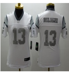 Women Nike Panthers #13 Kelvin Benjamin White Stitched NFL Limited Platinum Jersey