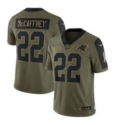 Youth Carolina Panthers 22 Christian McCaffrey Nike Olive 2021 Salute To Service Jersey