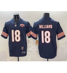 Men Chicago Bears 18 Caleb Williams Navy F U S E  2025 NFC North Division Champions  26 Illinois Patch Stitched Football Jersey