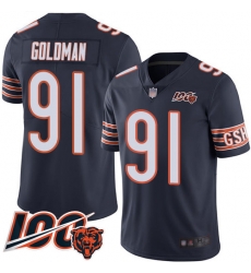 Men Chicago Bears 91 Eddie Goldman Navy Blue Team Color 100th Season Limited Football Jersey